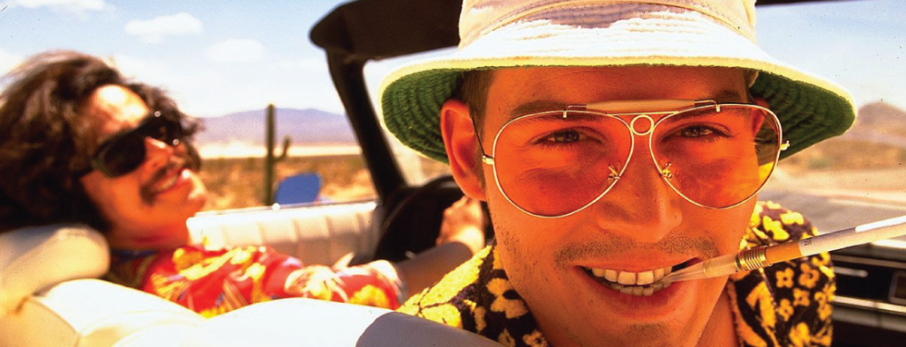 Johnny Depp and Benicio Del Toro star in Terry Gilliam's 1998 film adaptation of Hunter S Thompson's counter-culture gonzo journalism novel Fear and Loathing in Las Vegas